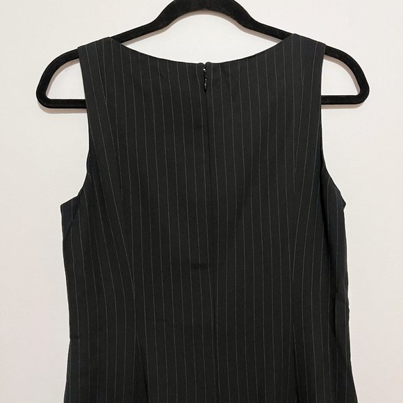Ann Taylor Sleeveless Vertical Stripes Black Wool Blend Dress - Picture 5 of 7